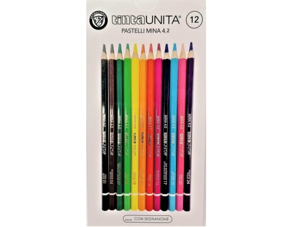 PASTELLI A COLORI DA 12 CON MINA 4.2 mm TINTA UNITA
