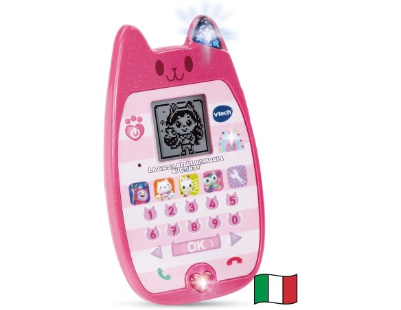 VTech Il Miaoraviglioso Telefono di Gabby, Smartphone Bambini con 4 Giochi Inclusi, Parla e Gioca con Gabby, Tastiera Numerica 