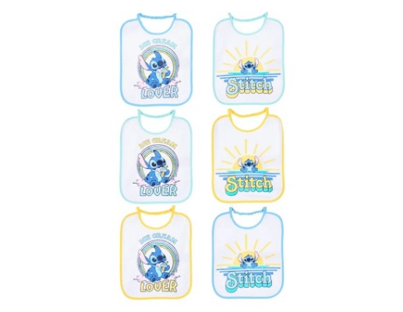 Lilo & stitch bavette 27x22,5cm confezione 6 pezzi assortite lilo e stitch
