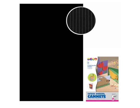 CARTONCINO ONDULATO CANNETE' CM. 50 X 70 COLORE NERO (COLORE NERO)