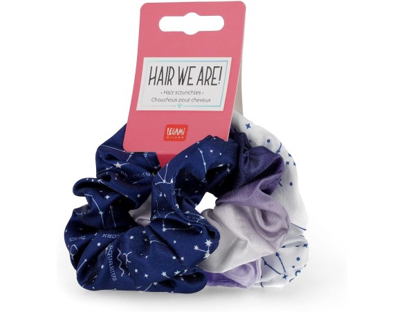 Legami - Set di 3 Hair Scrunchies Hair We Are, Elastici per Capelli, Elastici arricciati con Tessuto Effetto Satinato, Beauty, 