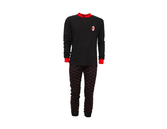 Milan | Pigiama Ragazzo AC Milan serafino caldo cotone 1095 NERO O ROSSO