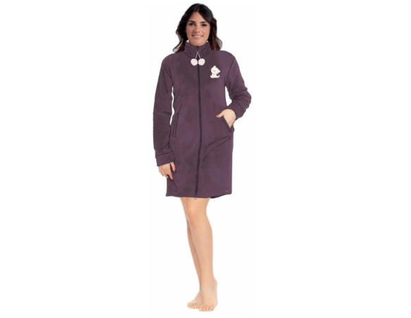 Irge Girl Vestaglia Ragazza Invernale In Morbido E Caldo Coral Sotto Donna Full Zip Con Ricamo Art. Gym22