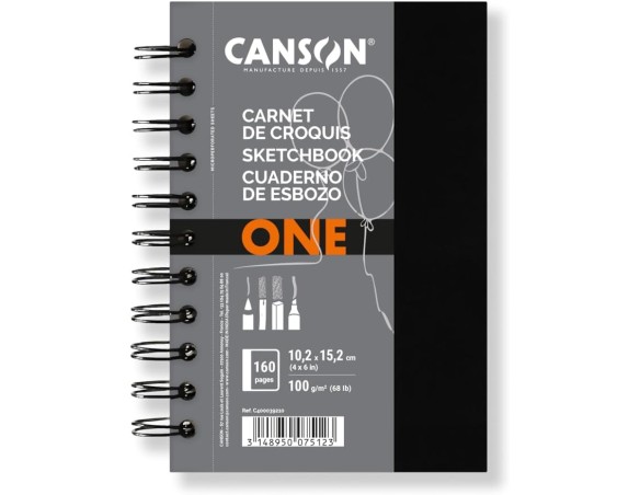 SKETCHBOOK CANSON ART BOOK Canson ArtBook ONE - Blocco da disegno, 10,2 x 15,2 cm, con 80 fogli di carta da disegno da 100 g/m²