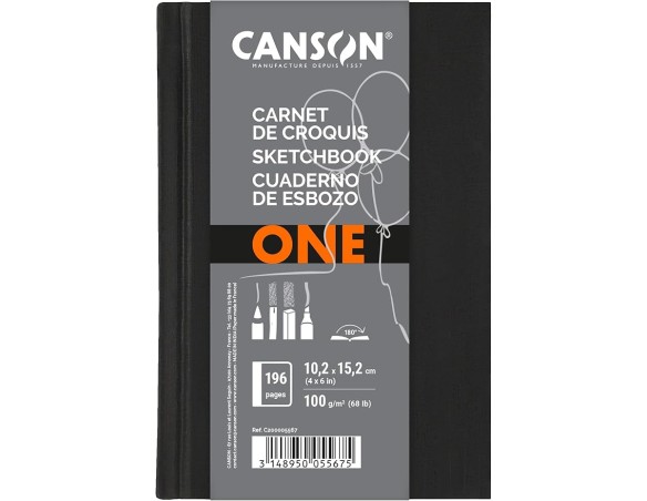 SKETCHBOOK CANSON ART BOOK Canson One album rilegato con carta 100g/m, 98 fogli,10,2x15,2 cm,grana leggera