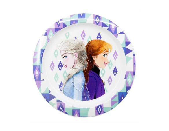 Frozen | Piatto Piano Originale Disney Frozen in plastica rigida per bambini, adatto al microonde, lavabile e riutilizzabile