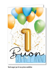 Biglietto di Auguri numero 1 applicazioni azzurro