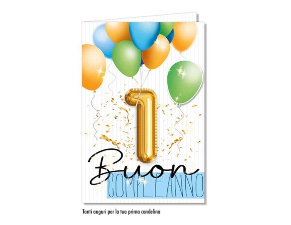 Biglietto di Auguri numero 1 applicazioni azzurro