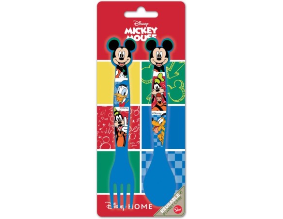 Topolino | SET DUE POSATE TOPOLINO MICKEY IN PLASTICA RIGIDA