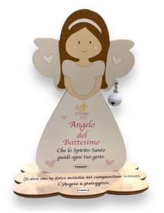 Porta Foto/Memo Angelo del battesimo rosa Naturale Con...