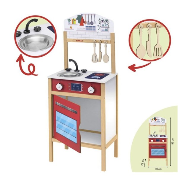 Cucina In Legno Colorata Con Accessori 96 Cm 42498