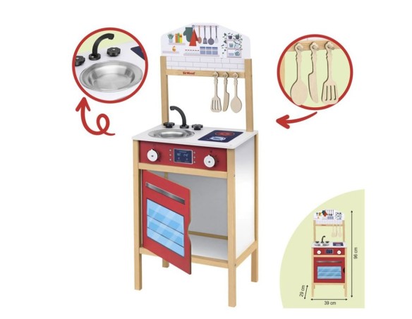 Cucina In Legno Colorata Con Accessori 96 Cm 42498