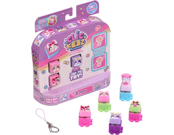 Goliath - CLICKEEZ Multipack - 5 tasti Kawaii Click Toy - Keycap Tasto Trasformabile in Portachiavi - Effetto ASMR - Fidget Toy