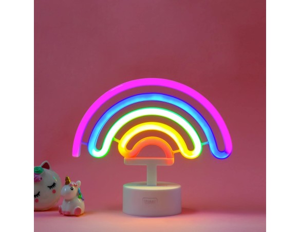 Legami - Lampada Led Effetto Neon, It's a Sign, arcobaleno H 19 cm, Tema Rainbow, Doppia Alimentazione, Cavo USB (Incluso) o Ba
