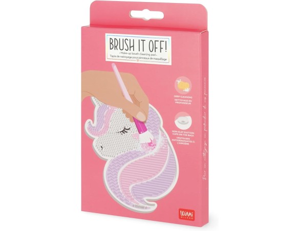 Legami - Tappetino Pulisci Pennelli da Trucco - Brush it Off! - Pad per Pulire Pennello dal Make-Up, Tampone in Silicone per Co