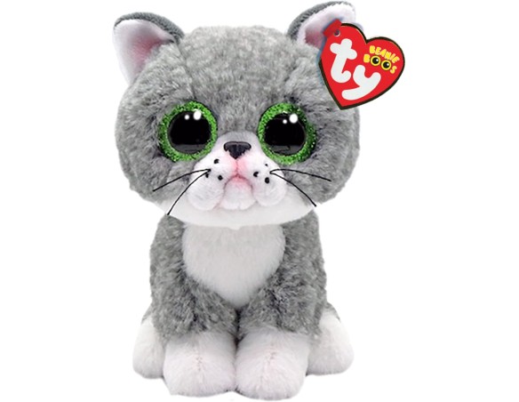 Beanie Boos | Peluche Ty Beanie Boos Fergus il Gatto, con Occhi Verdi Grandi e Glitter, il Peluche con gli Occhi Grandi Scintil