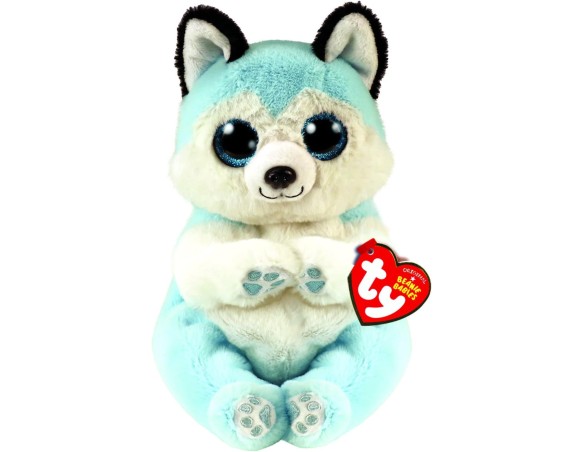 Beanie Boos | Peluche Ty Beanie Boos Cane Husky - Thunder - Azzurro e bianco - Cagnolino con occhioni azzurri glitter - I peluc