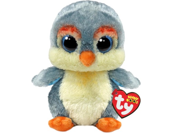 Beanie Boos | Peluche Ty Beanie Boos Fisher l'Uccellino con Occhioni Azzurri Glitterati, il Peluche con gli Occhi Grandi Scinti