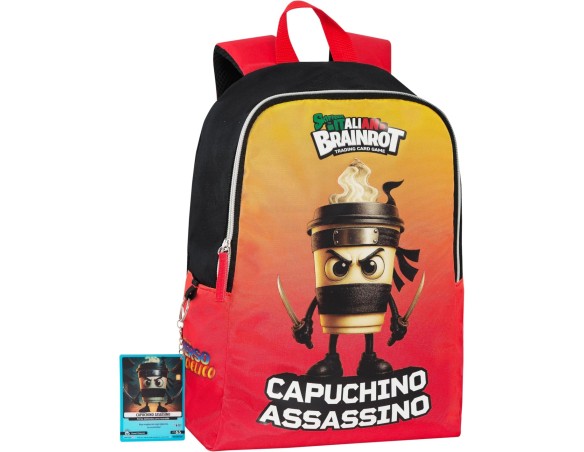 Italian Brainrot | Zaino Brainrot Capuccino assassino 29 x 38h x 11cm con Card inclusa
