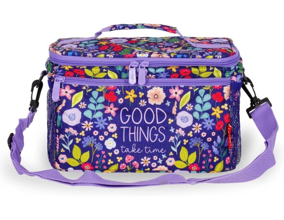 Legami - Borsa termica per il pranzo, tema Flowers Fiori, borsa termica per il pranzo, grande capienza 7,7 litri, tracolla rego