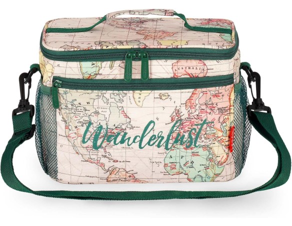 Legami - Borsa termica per il pranzo, tema Travel Viaggi, borsa termica per il pranzo, grande capienza 7,7 litri, tracolla rego