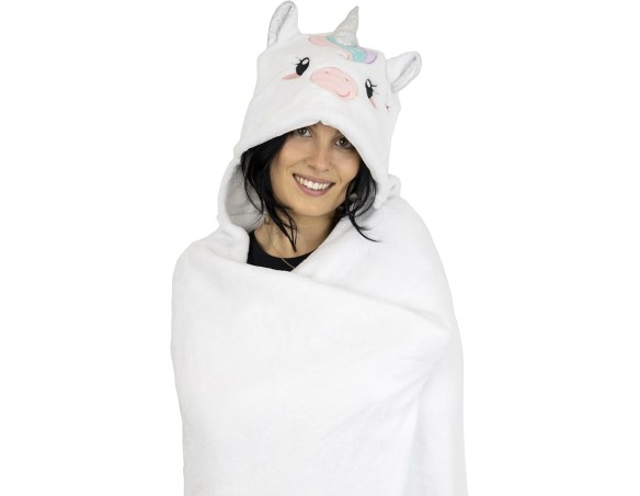 Legami - Coperta con Cappuccio Cosy Hugs! Tema Unicorn, con Tasche Scaldamani e Cappuccio, Coperta in Poliestere, Chiusura a Bo