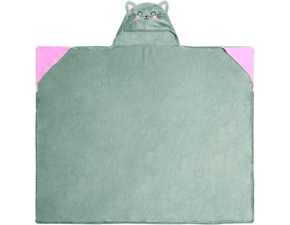 Legami - Coperta con Cappuccio Cosy Hugs! Tema Kitty Gatto, con Tasche Scaldamani e Cappuccio, Coperta in Poliestere, Chiusura 