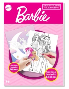 Barbie | Libro da colorare c/adesivi 31x23x15cm Barbie rosa