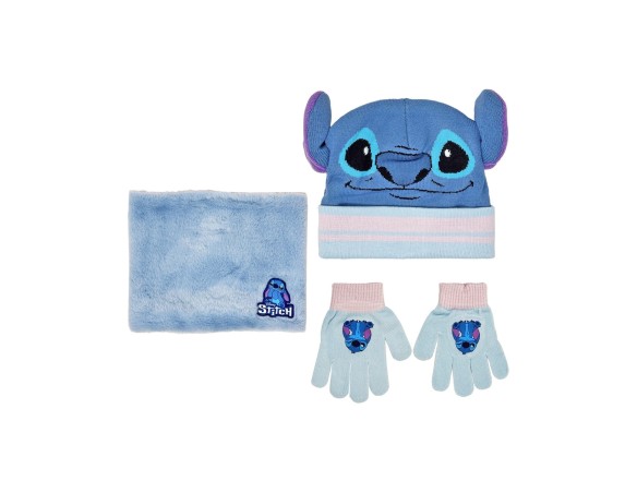 Stitch | Coordinati invernali per bambini, Set 3 pezzi, Cappello 3D + Guanti + Scaldacollo stitch