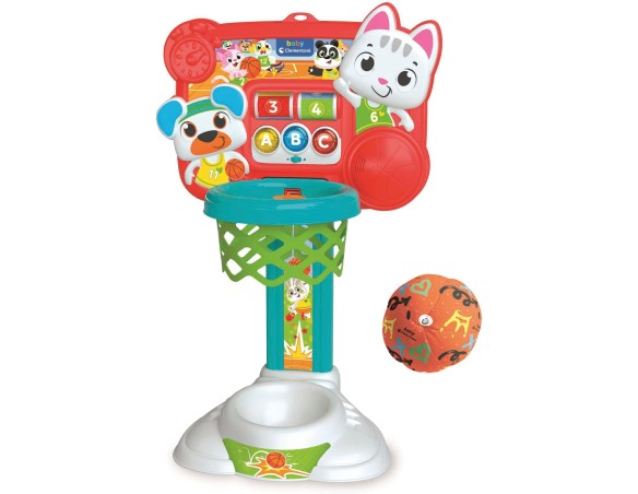 Clementoni Baby - Canestro Mira e Tira, Canestro con Conta Punti Interattivo educativo, Palestrina Interattiva per Bambini di 1