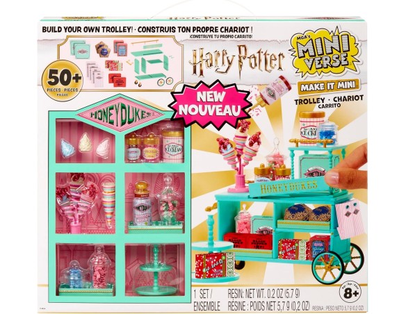 MGA's Miniverse Make It Mini Honeydukes Trolley - Miniature di Harry Potter da Collezionare, più di 50 Pezzi, Fai da te, Gioco 