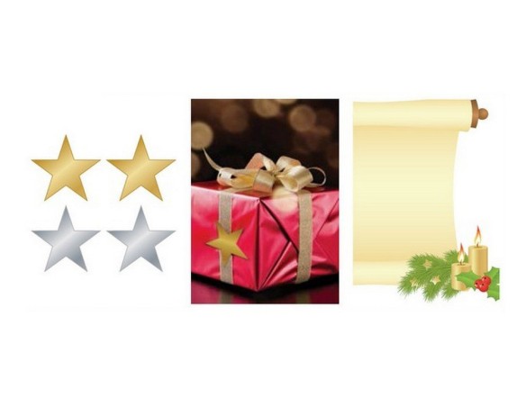 STELLE CHIUDI PACCO ORO ADESIVE 27X27 MM