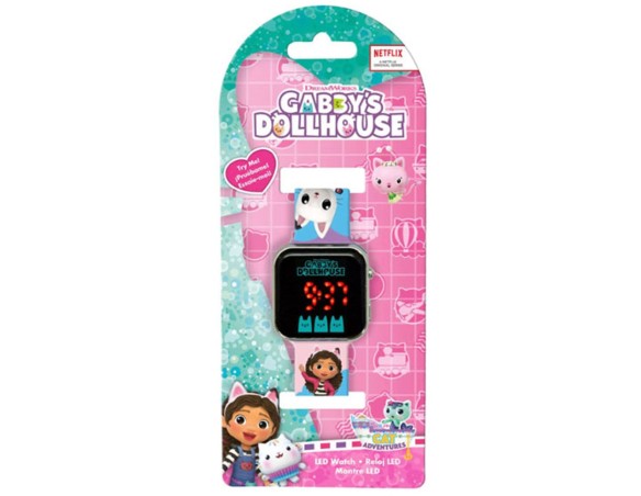 La casa delle bambole di Gabby - Orologio da polso digitale Led per bambini, Funzione data casa gabby