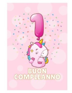 BIGLIETTO PRIMO COMPLEANNO ROSA