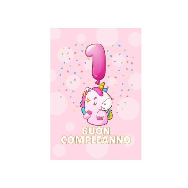 BIGLIETTO PRIMO COMPLEANNO ROSA