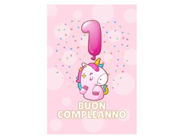 BIGLIETTO PRIMO COMPLEANNO ROSA