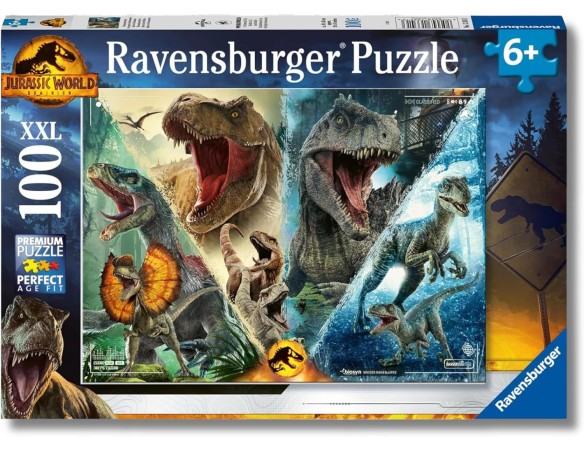 Ravensburger - Puzzles XXL Jurassic World | Puzzle 6 Anni In Su | Puzzle 100 Pezzi Per Bambini Da 6 Anni In Su | Puzzle Bambini
