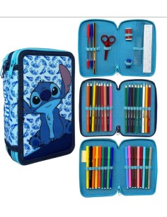 Stitch | ASTUCCIO MULTISCOMPARTO STITCH BLU DISNEY 3 ZIP...