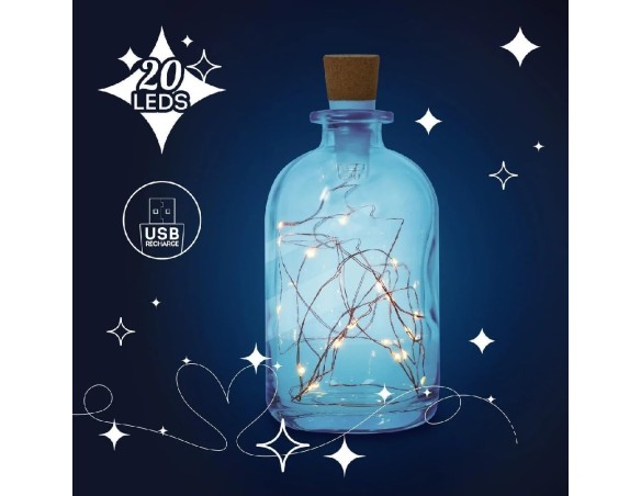 Legami | Filo di Luci per Bottiglia - Bottle Lights Legami Catena luminosa per bottiglie, ricaricabile tramite USB. Bottle Ligh