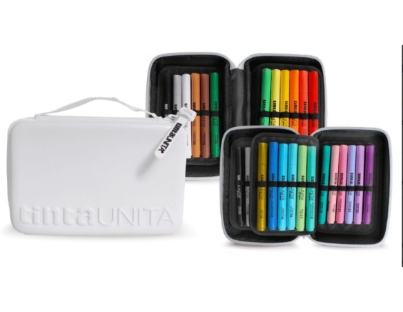 Astuccio con Zip e Maniglia 24 Pennarelli Acrilici Tinta Unita Art Marker tratto 1.8