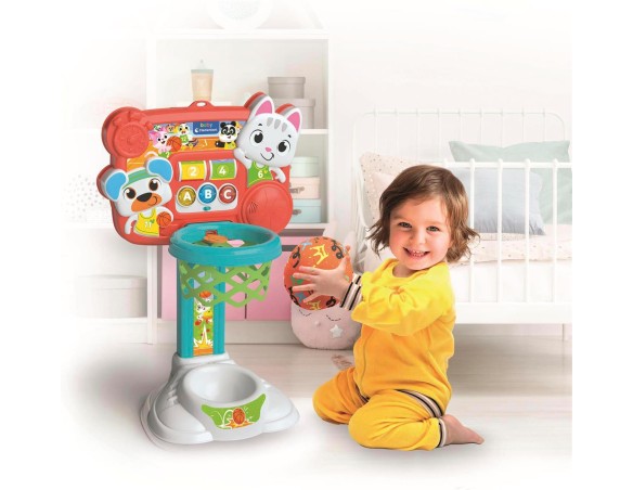 Clementoni Baby - Canestro Mira e Tira, Canestro con Conta Punti Interattivo educativo, Palestrina Interattiva per Bambini di 1