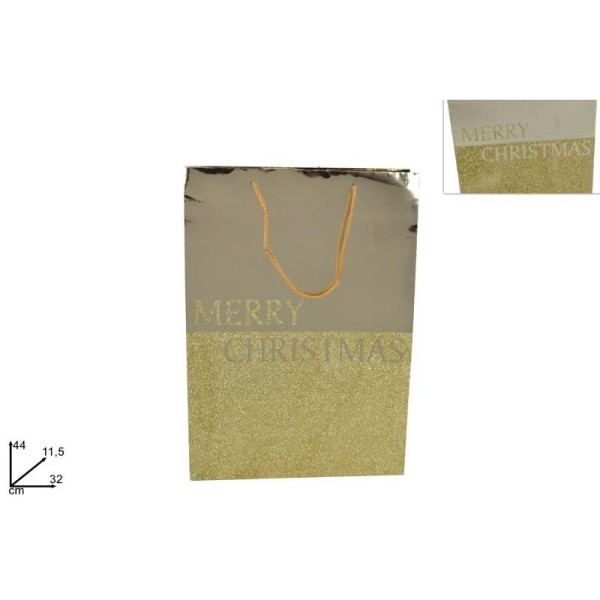 BUSTA REGALO ORO MERRY CHRISTMAS 44x32 CM...