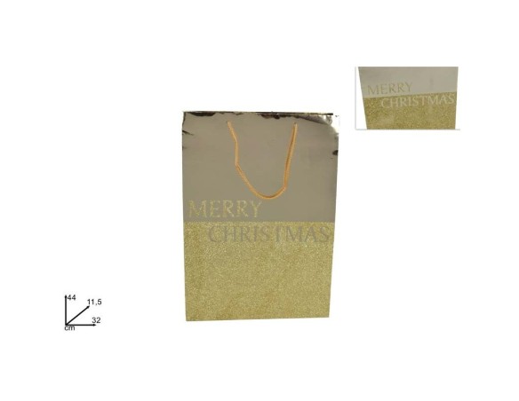 BUSTA REGALO ORO MERRY CHRISTMAS 44x32 CM YD19ZD-LMSF/G
