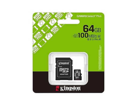 Kingston Canvas Select Plus Scheda di memoria microSD 64GB microSDXC Gen3 100MB/s A1 Adattatore SD incluso - SDCS3/64GB