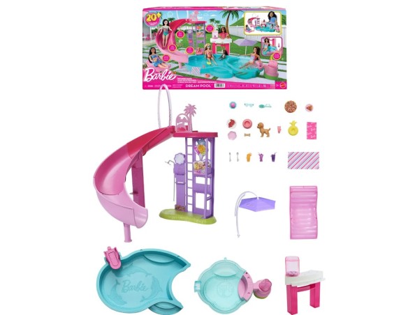 Barbie Piscina Dei Sogni con Scivolo, Idromassaggio e Accessori