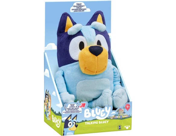 Rocco Giocattoli | Bluey Plush con Funzioni - Peluche parlante da 33cm in 3 lingue differenti (Italiano, Spagnolo, Portoghese) 