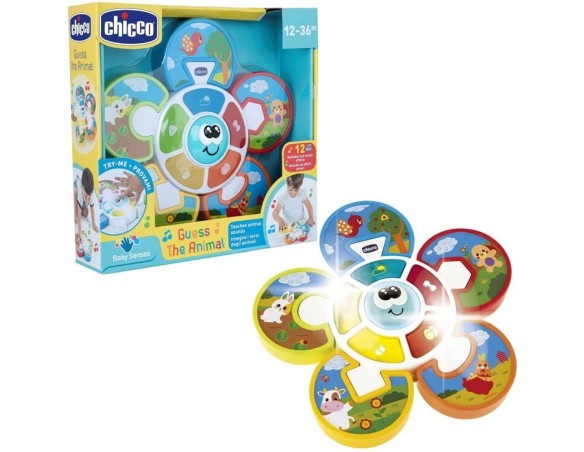 Chicco Gioco Centro Attività Indovina L'Animale, Gioco Elettronico Con Luci E Suoni, Insegna I Versi Degli Animali, Batterie In