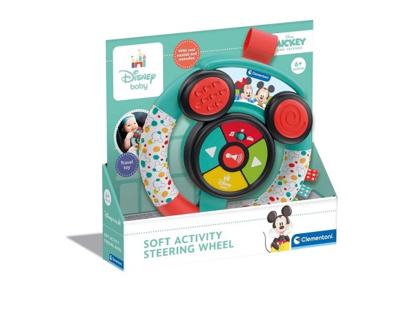Clementoni Baby Disney Volante Morbido per Bambini 6+ Mesi, con Suoni e Luci, Gioco Imitativo Educativo Prima Infanzia, Stimola