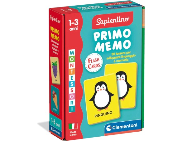 Clementoni Sapientino Baby Montessori - Carte Primo Memo, Gioco di Memoria Educativo Bambini 1-3 Anni, Carte Tattili per Svilup