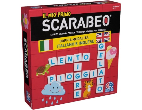 Editrice Giochi, Il Mio Primo Scarabeo Edizione Italiano-Inglese, Gioco da Tavolo, Gioco per Apprendimento di Lettere e Parole,